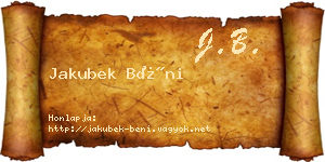Jakubek Béni névjegykártya